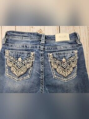Miss Me Blue Embellished Pocket Jeans LOW RISE ANKLE SKINNY